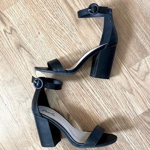 Black open toe block heel